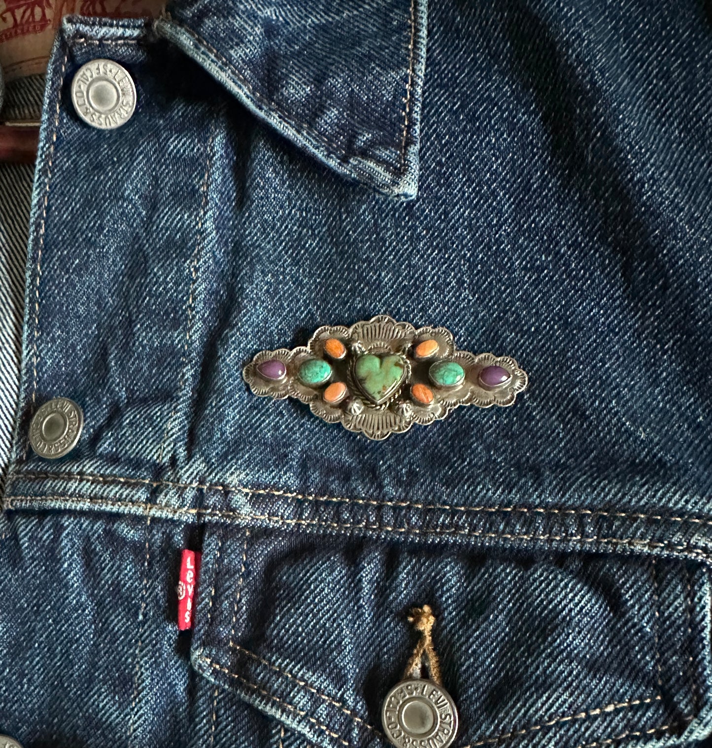 Native American Multi-Stone Heart Cluster Pin - Vintage