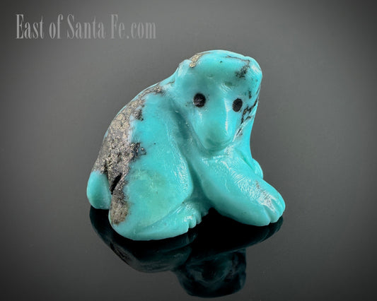 Zuni Bear Cub Turquoise Fetish Native American Signed - Maxx Laate