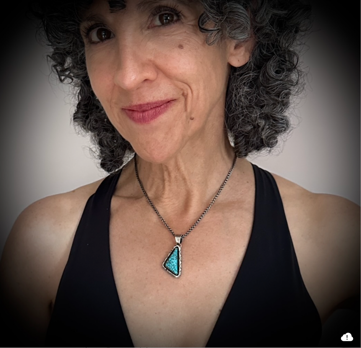 Blue Spider Web Turquoise Navajo Native American Pendant - Bea Johnson