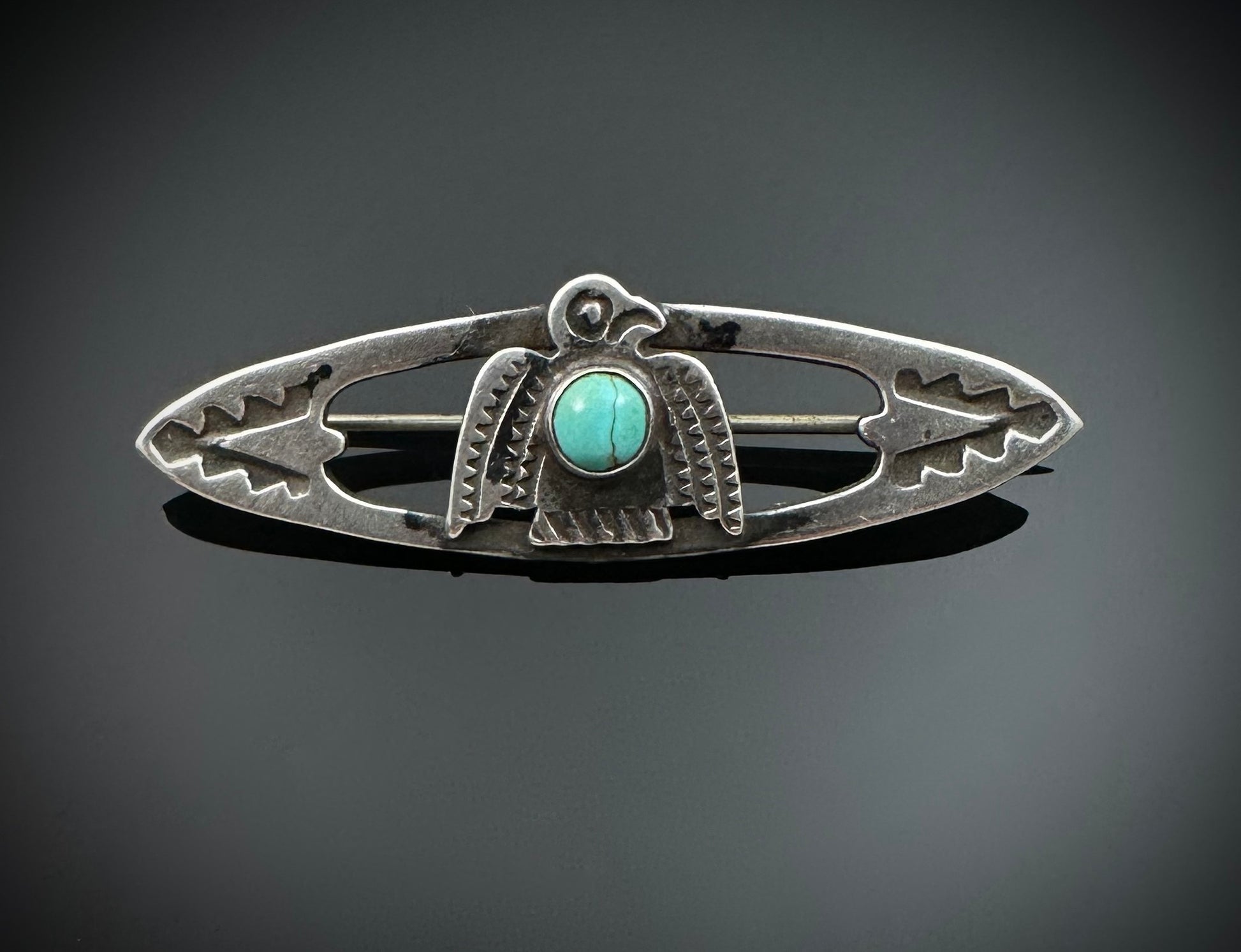 Vintage Silver Green Turquoise Ring, Fred Harvey Era Sterling