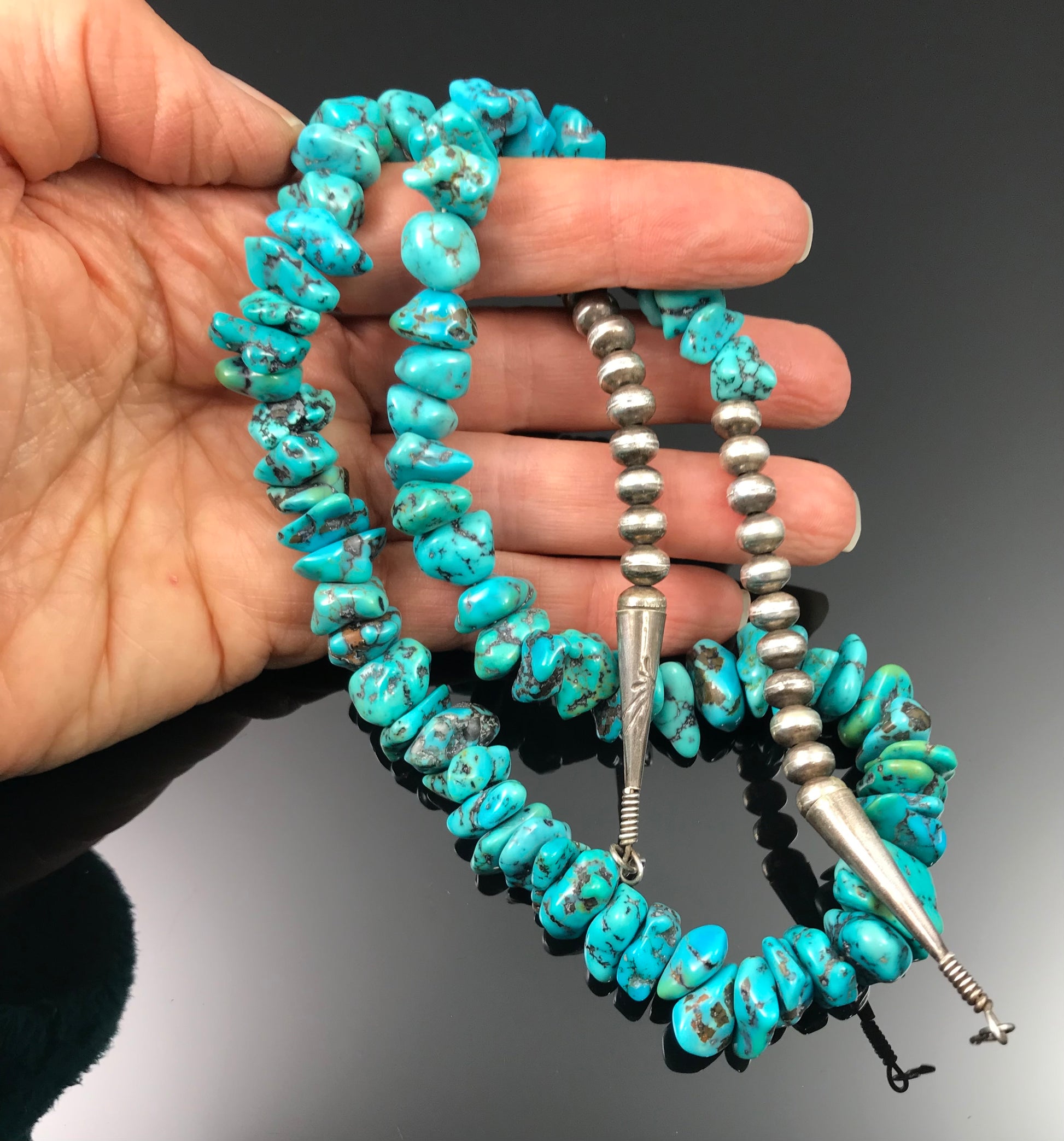Turquoise Inlay Sterling Silver Pendant Necklace | Native American Jewelry  – Access Possibilities